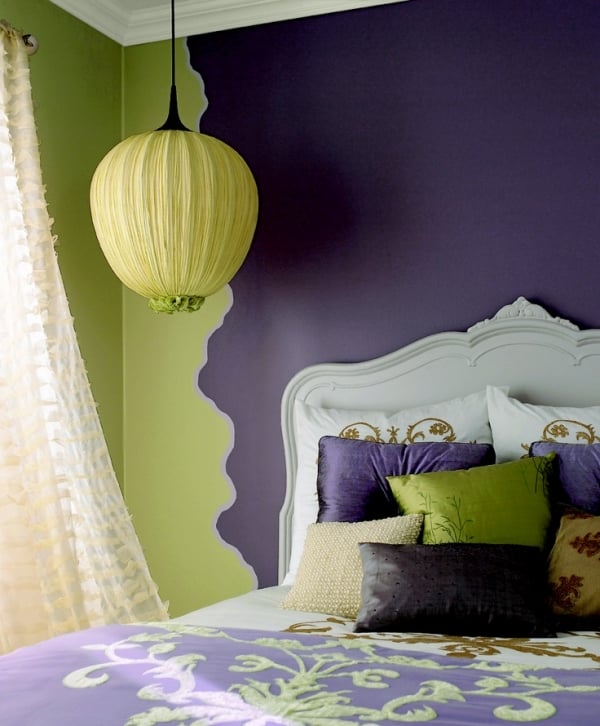 modern schlafzimmer stilvoll möglichkeiten möblierung farbkombination akzente grün grau dunkel klassisch Bett Kopfkissen