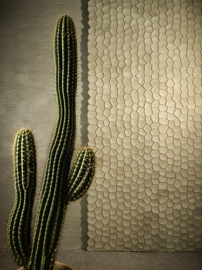 texturierte Tapeten Paneelwand Design-Sandgelb Farbnuance Arido