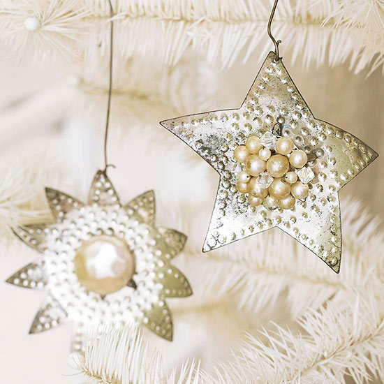vintage Weihnachtsdekoration Perlen alte silberne Elemente