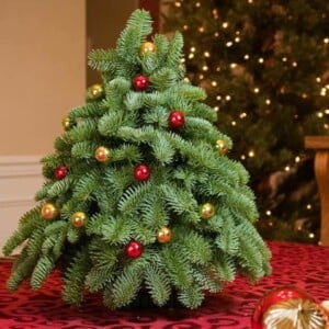 weihnachtliche dekorieren schlicht schmuck mini tannenbaum festtafel
