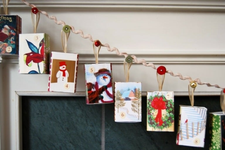weihnachtsbasteln mit papier karten girlande dekoration ideen bunt