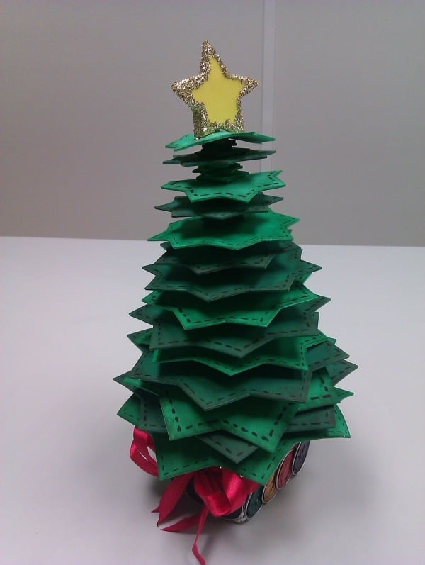 weihnachtsbaum idee papier stern selber basteln