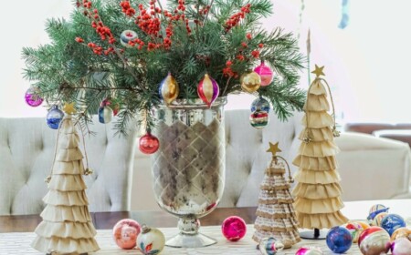 weihnachtsbaum selber basteln stoff idee roeckchen strauss tannenzweige baumschmuck