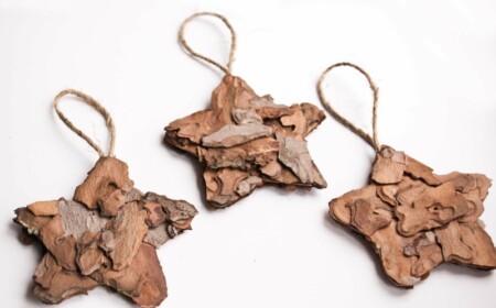 weihnachtsbaumschmuck aus naturmaterialien rinde sterne basteln garn