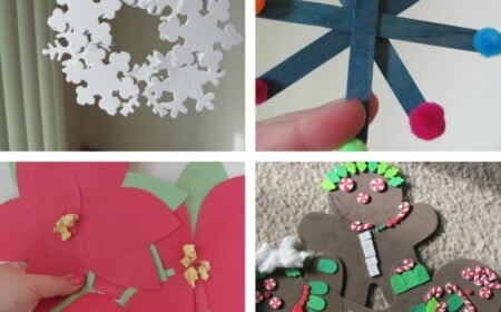 weihnachtsdeko mit kindern basteln papier ideen weihnachtsstern schneeflocken kranz