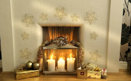 weihnachtsdeko mit sternen wandtattoo kamin geschenke gold motive