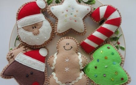 weihnachtsmann deko stoff figuren zuckerstange stern tanne rentier lebkuchen