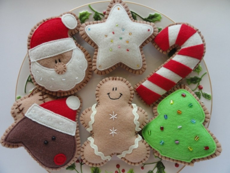 weihnachtsmann deko stoff figuren zuckerstange stern tanne rentier lebkuchen