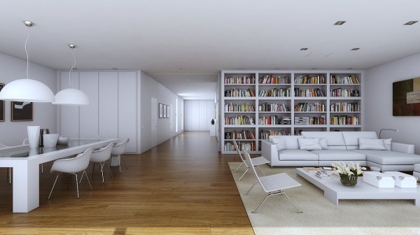 wohnzimmer bücherregale holz modern schubladen schränke design vorschläge
