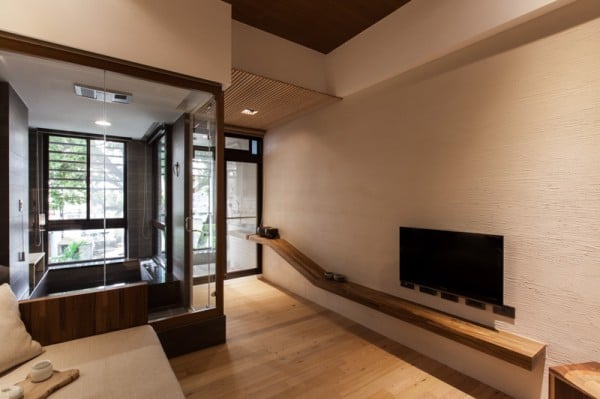 haus trendig minimalismus japanisch wandverkleidung holz sofa innendesign