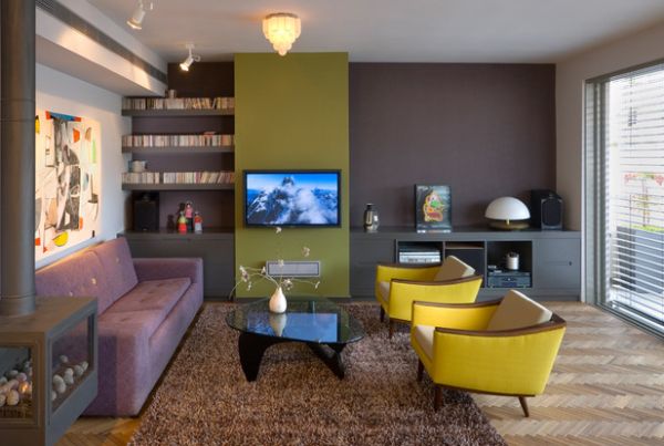 wohnzimmer trendig tendenzen schiefergrau elektrisch gelb akzente dekoeffekte design vroschläge trendfarben