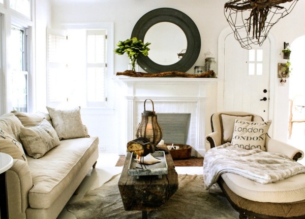 wohnzimmer design spiegel oval vintage stil deko trendig