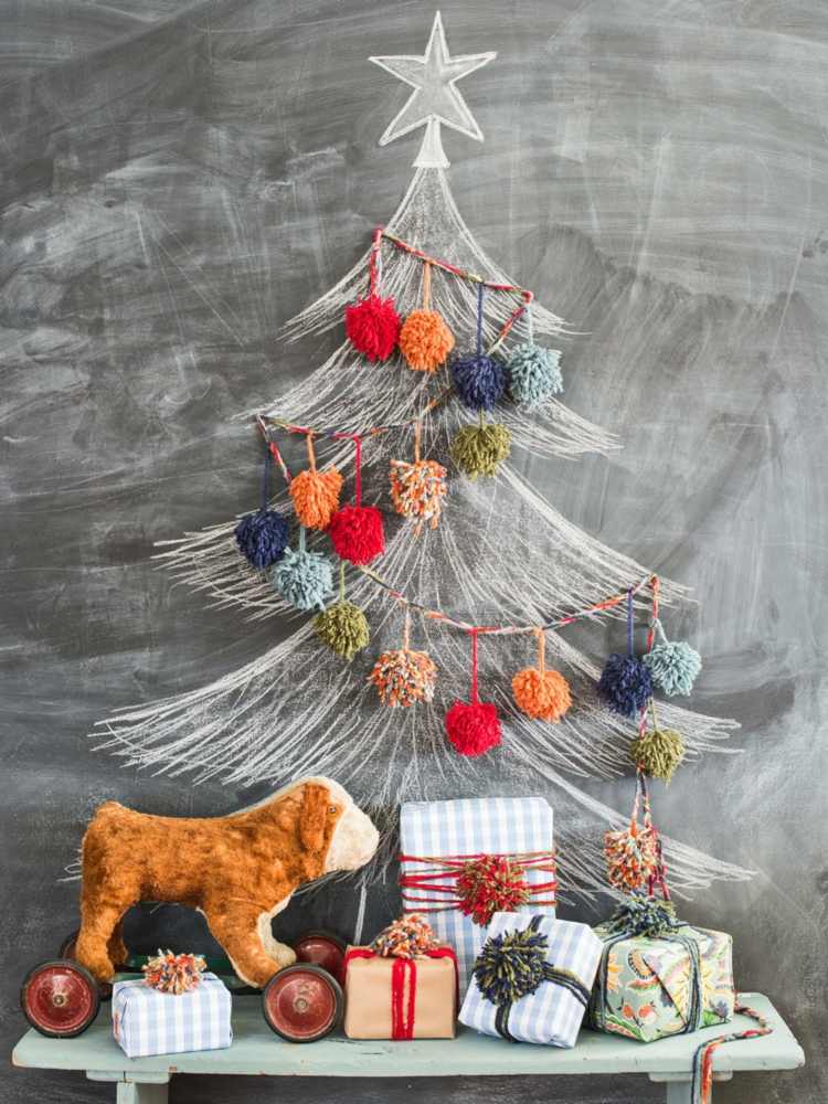 zu weihnachten dekorieren christbaum tafel girlande bommeln geschenke
