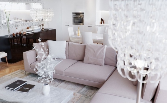 3D-Visualisierung Wohnung Einrichtung Trends Interieur Garnitur-Sofa Set-Lampen Design