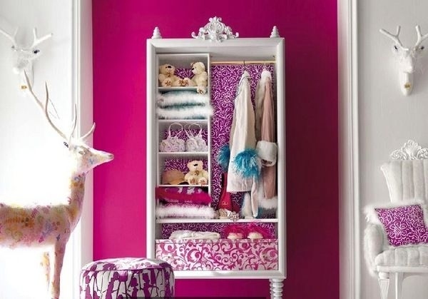 Art-Deco Regal-offen Möbelstücke modern Pink Wandfarbe-Kinderzimmer