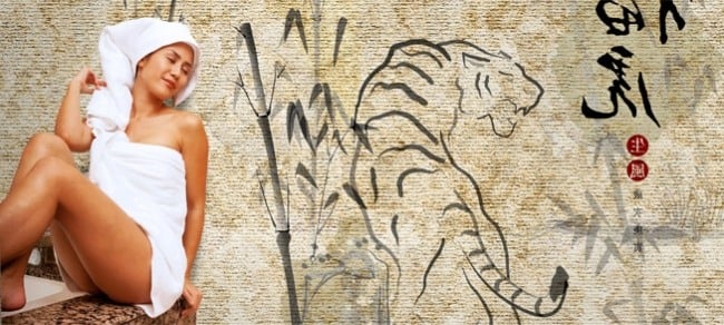 Asiatische Motive Design Tapeten Zeichnung-Tiger Reispapier oriental-Kollektion