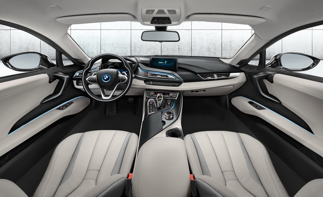 BMW-i8 Hybrid Sportler raum ansicht mittelkonsole