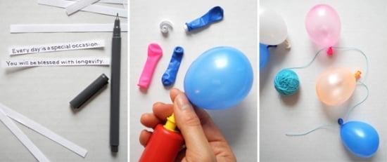 Ballon Girlanden ideen bunt-selber basteln-Botschafft Zettel