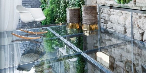 Begehbares Glas Design Wohnzimmer Licht-und Glasdecken-Architekturlösungen Ideen