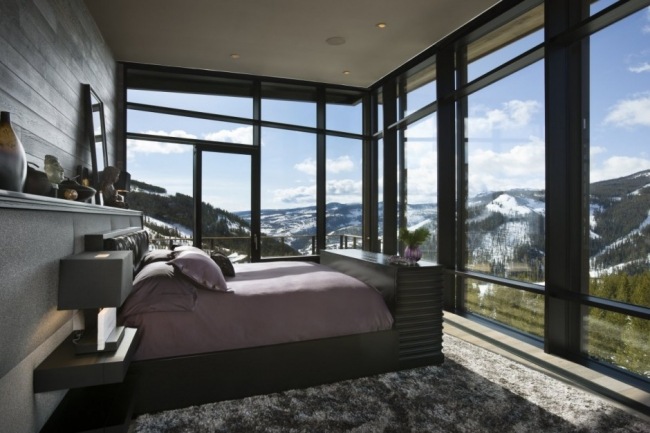 Berghang hütte Verglasung-raumhoch Schlafzimmer Panoramablick