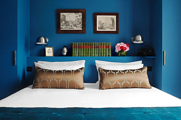 Blau Wand streichen Schlafzimmer Deko Wirkung der Farben