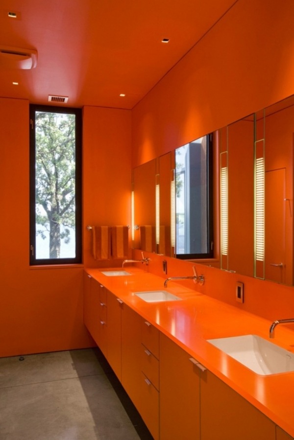 Farbtrends Ideen 2013 Design Bad Orange Hochglanz Oberflächen-pflegeleicht visuell-attraktiv