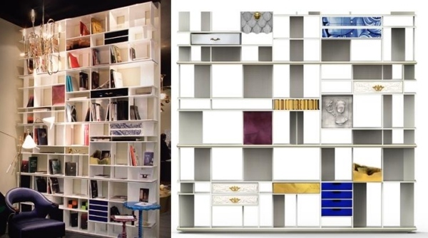 Geschirr Bücher Kastenmöbel Regal System Schubladen moderne Wohnzimmer möbel