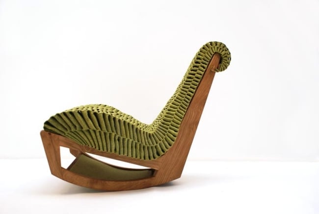 Design relaxsessel Sitzoberfläche textur-Holz Palmenblätter Flechtkunst modern