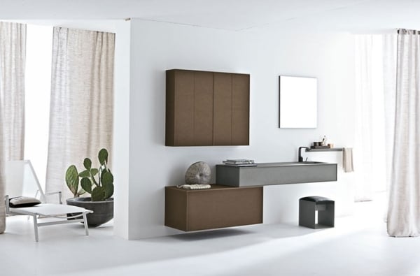 Italienisches Design badideen-Möbel Holz-Optik Paperstone Altamarea