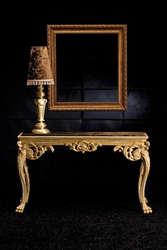 Designer Tischlampe ornamentreich Andrea spiegel-Gold Finish rahmen Exedra