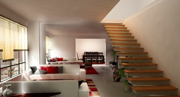 moderne Innenarchitektur Wohnzimmer Sitzecke Polstermöbel Farben