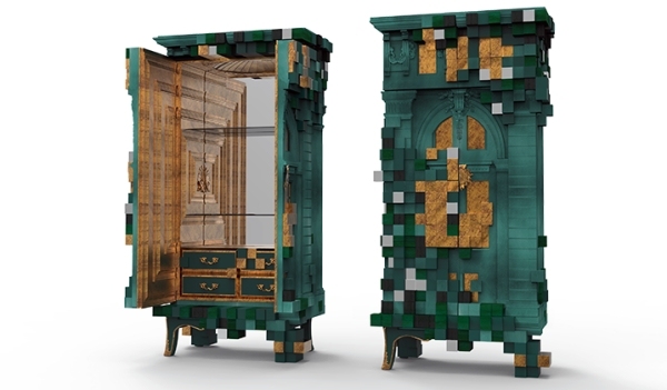 Möbel Luxus Design Boca do Lobo Piccadilly grün golden Pixel-grün Kabinett