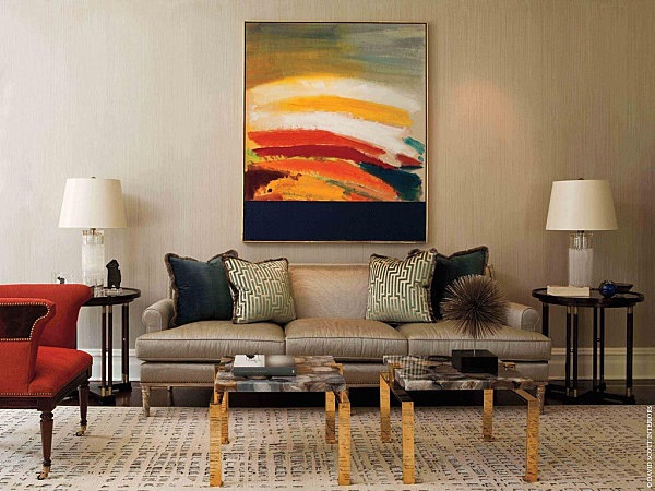 beige braun Akzente Setzen Wohnzimmer-Wandgemälde Sofa-Design