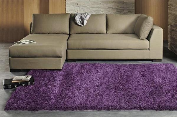 Flauschige Teppiche hochflor getuftet Design Lila Modern Wohnzimmer-Belagideen