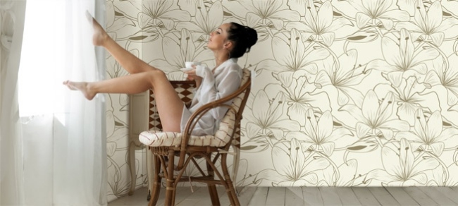 Dekorative Wandbeläge Muster Beige tapete Design-elegant dünn-decoflor