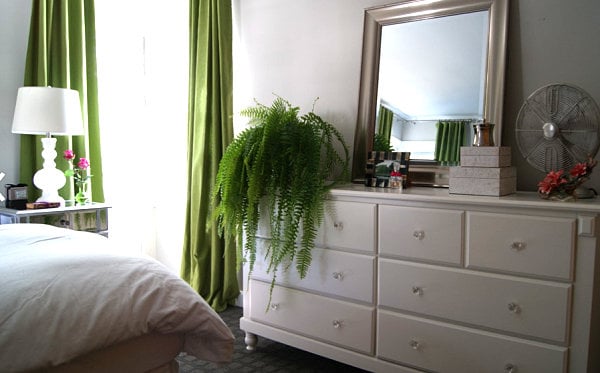 Frisches Grün Schlafzimmer-Raumgestaltung mit Farbe-Regeln kombinieren