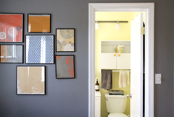 Gelbes Badezimmer Wandgestaltung Grau abtönfarbe Wandfarbe-Wirkung