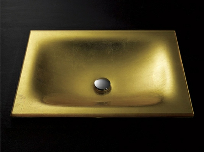 Glas Waschbecken hochwertig Designer Stücke golden Finnisch
