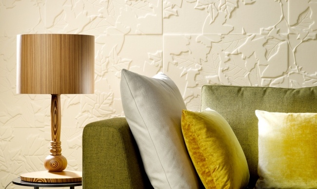 Großformatiges Wanddesign-Vliestapeten Haptik-Reliefe Muster-hell beige