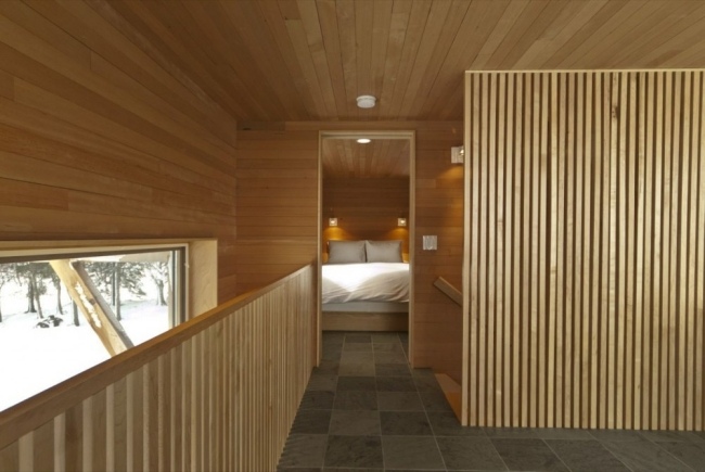 Gästehaus Sauna Holz Wand Einbauleuchten Verkleidung Hütte