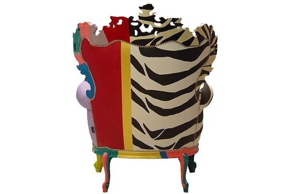 Handbemalter Designer Sessel Zebra-tierische Muster ornamente eklektisch
