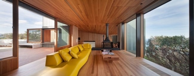 Haus Küste Australien offener Bauplan Verkleidung Terrassenverglasung
