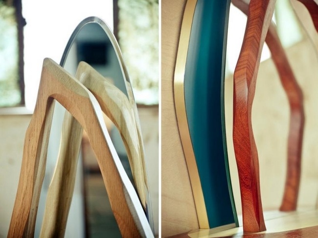 Holz Spiegel Design-rau rustikal Standspiegel-Ikebana asiatisch inspiriert