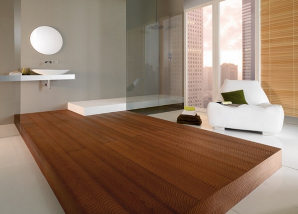 Holzbelag Boden warmer Ton traditionell-modern wellenartig Weiß-schlicht Sofa