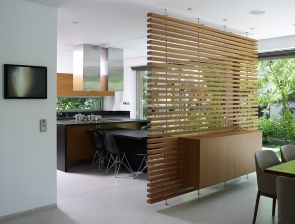 Hängende Raumteiler-System ideen Paravent Holzlatten-Design