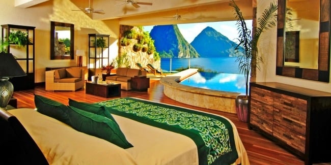 Jade Mountain resort suiten meerblick grün holz