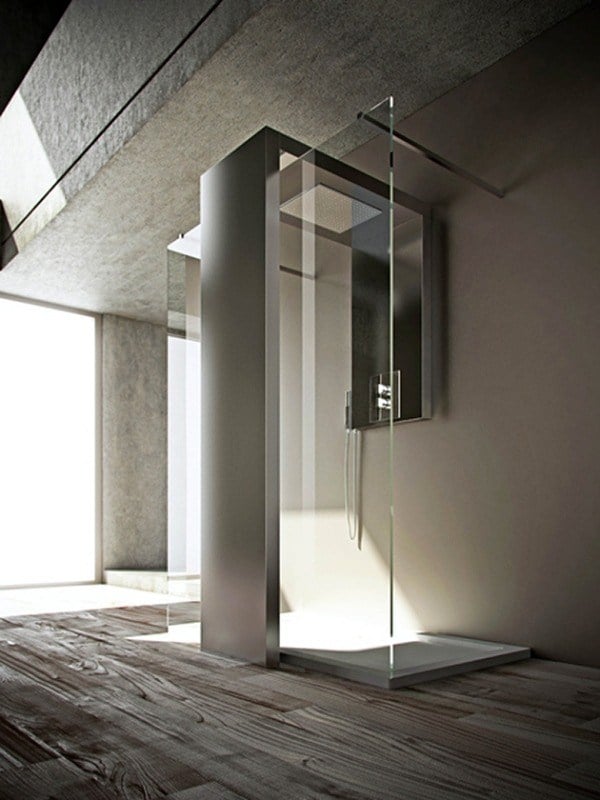 Kombinierte Dusche Design-Duschkabine begehbar Heizkörper modern-Stahl Armatur