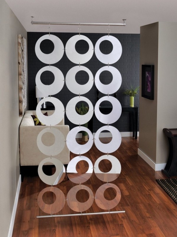 Kreisförmige Motive weiß Raumtrenner Design-Ideen Wohnzimmer