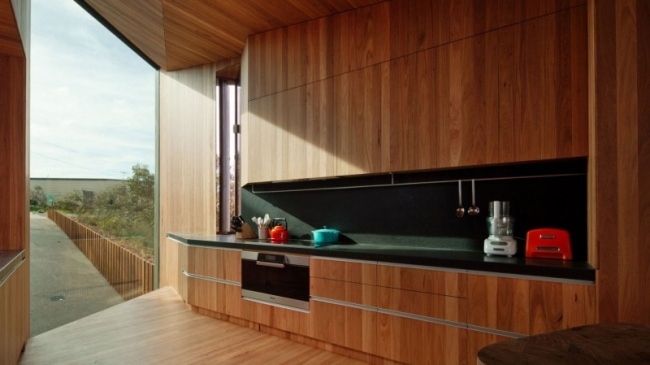 Küstenhaus Innenarchitektur Holz Glas Einsatz-Küche Schränke-Einbauschränke 