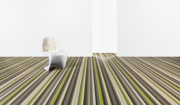 Langflor Teppich bunte horizontale Streifen-Möbeldesign Stuhl Freischwinger
